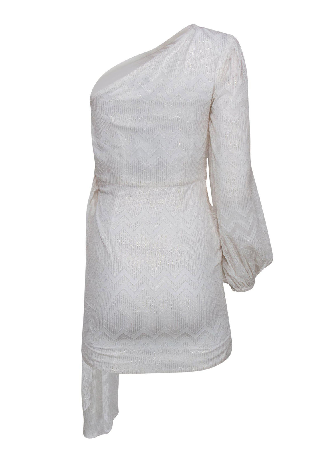 NBD - White Draped Chevron Textured "Lisa" Mini Dress w/ Gold Threading Sz  XS