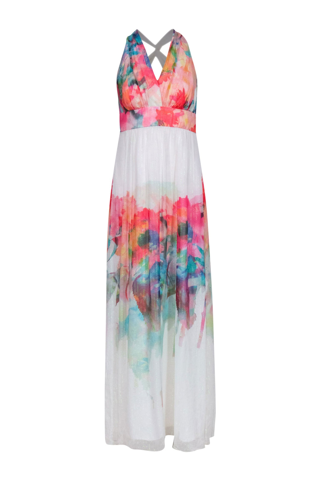 Nicole Miller - Watercolor Floral Print Sleeveless Maxi Dress Sz 0 Nicole Miller - Watercolor Floral Print Sleeveless Maxi Dress Sz 0