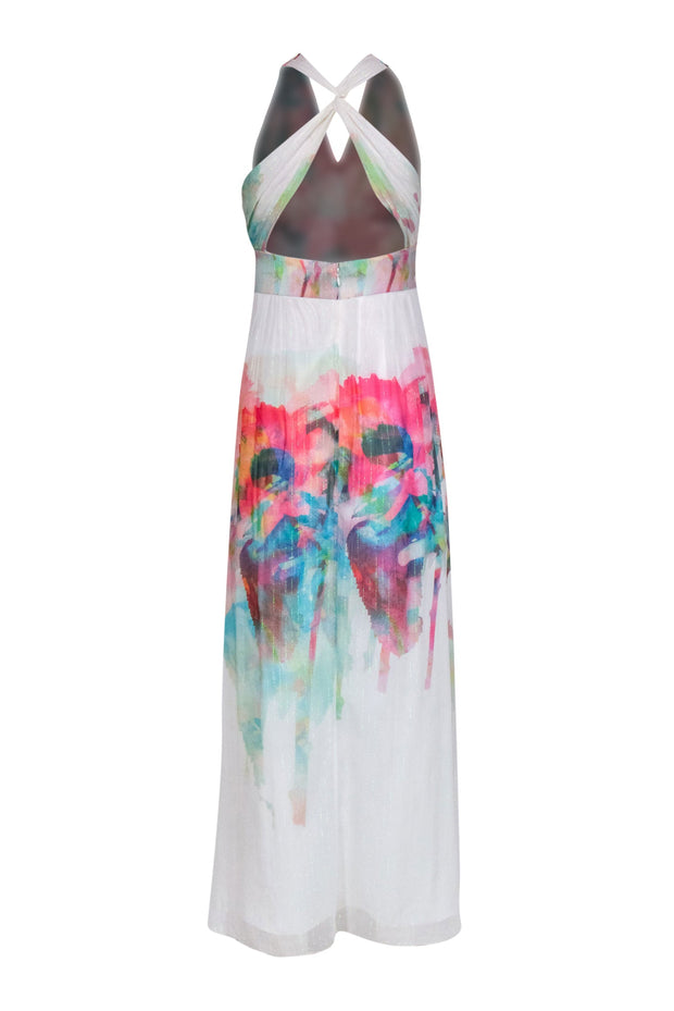 Current Boutique-Nicole Miller - Watercolor Floral Print Sleeveless Maxi Dress Sz 0