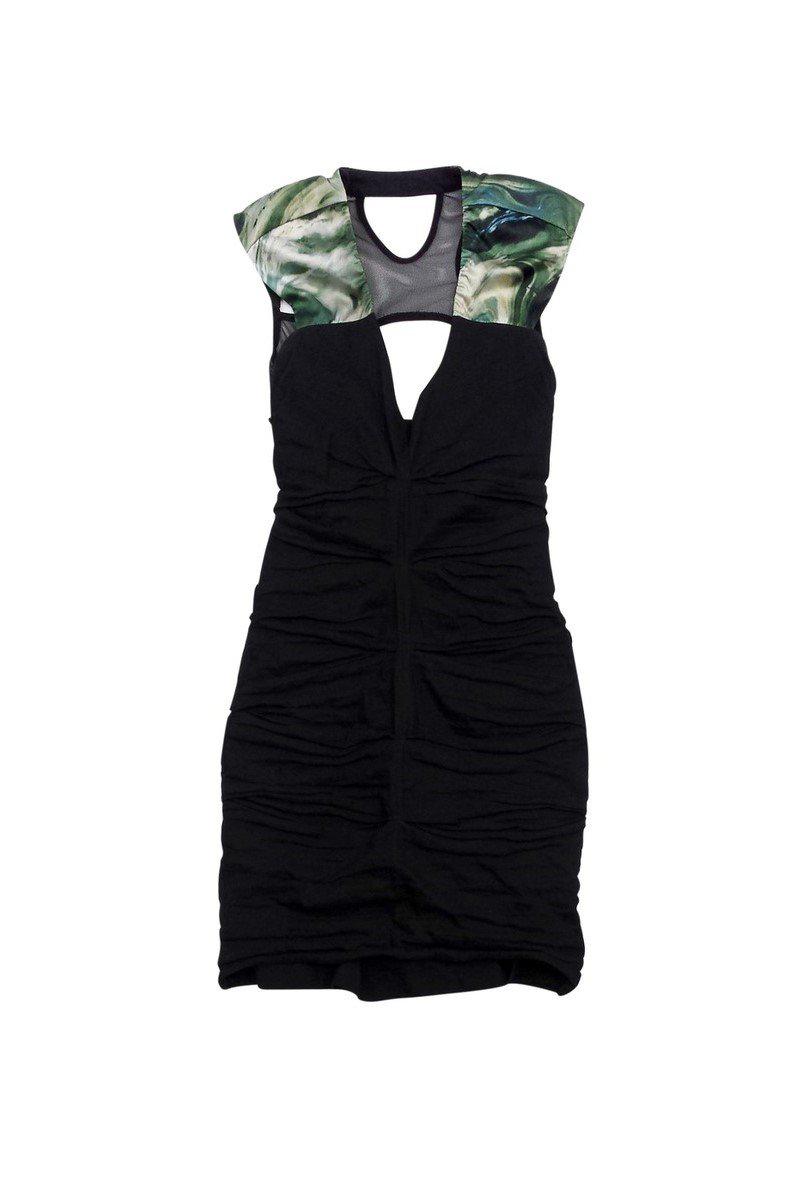 nicole miller black ruched dress Nicole Miller Collection Black Ruched Cocktail Dress