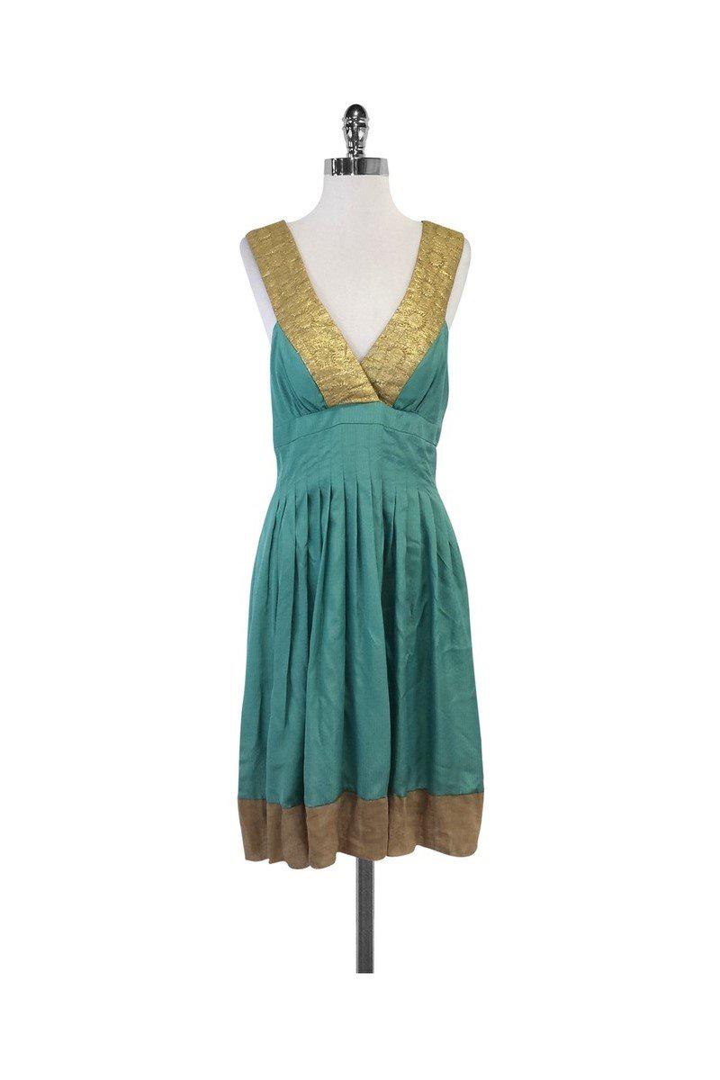 green emerald velvet dress Nicole Miller