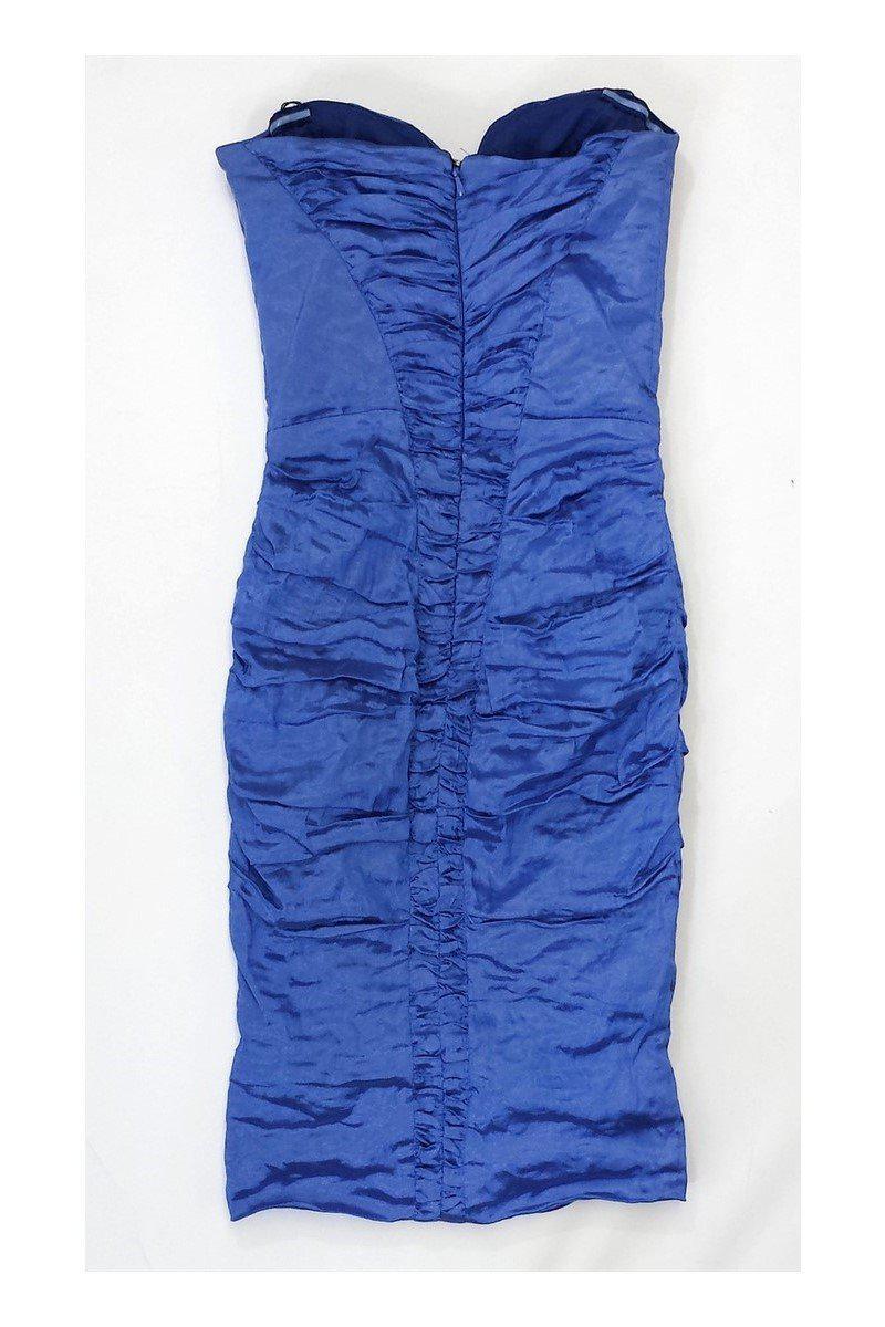 Nicole Miller - Blue Gathered Sleeveless Dress Sz 0 Nicole Miller - Blue Gathered Sleeveless Dress Sz 0