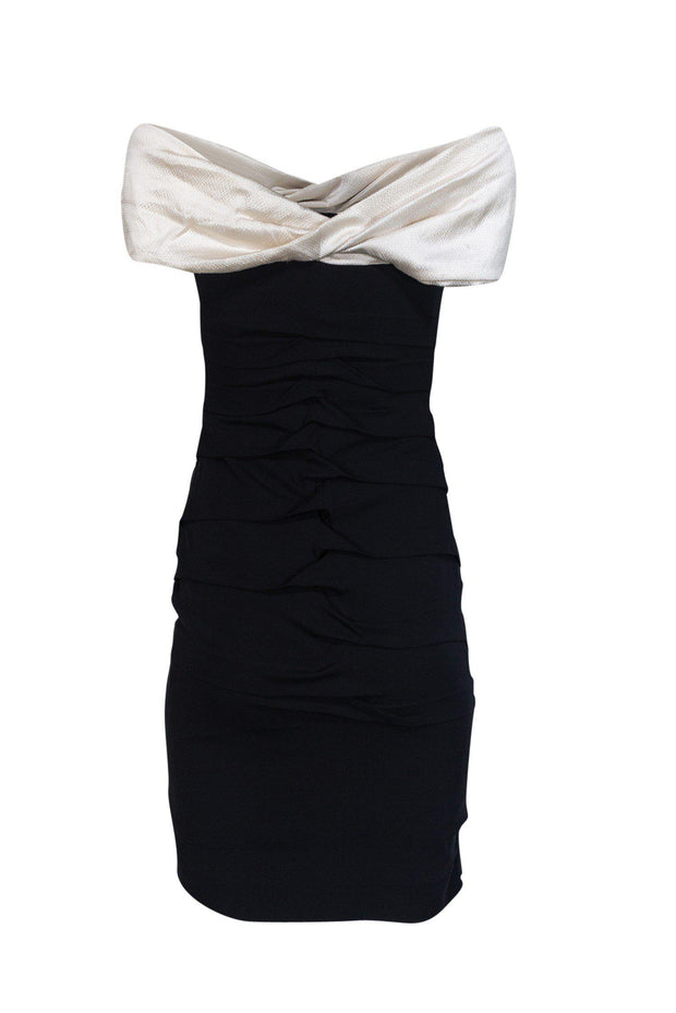 Nicole Miller - Black Dress w/ Ivory Knot Top Sz 4 Nicole Miller - Black Dress w/ Ivory Knot Top Sz 4