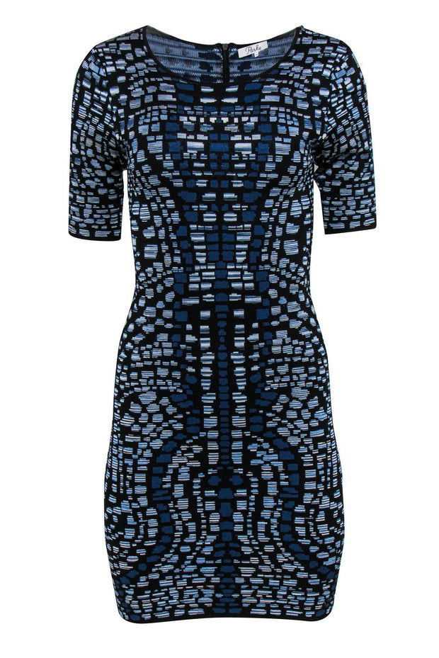 black and blue bandage dress Herve Leger Cobalt / Black Bandage Dress Blue Viscose ref.2524291