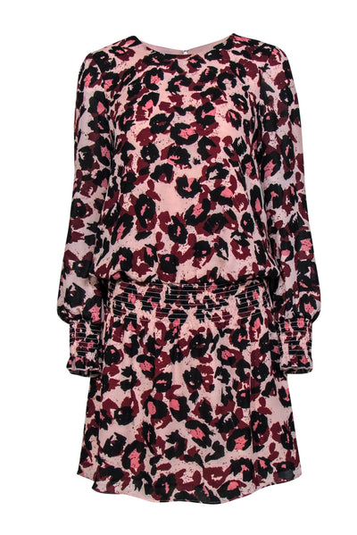 Parker - Light Pink, Maroon & Black Leopard Print Drop Waist Dress Sz M Parker - Light Pink, Maroon & Black Leopard Print Drop Waist Dress Sz M