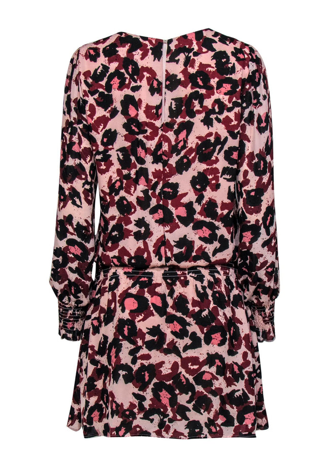 Parker - Light Pink, Maroon & Black Leopard Print Drop Waist Dress Sz M Parker - Light Pink, Maroon & Black Leopard Print Drop Waist Dress Sz M