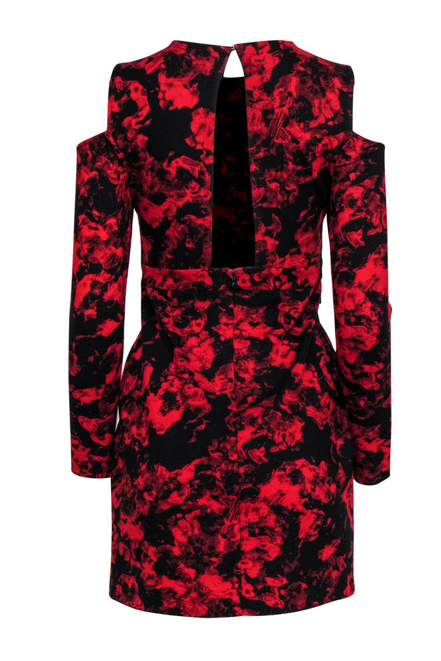Parker - Black & Red Floral Print Cold Shoulder Bodycon Dress Sz M Parker - Black & Red Floral Print Cold Shoulder Bodycon Dress Sz M