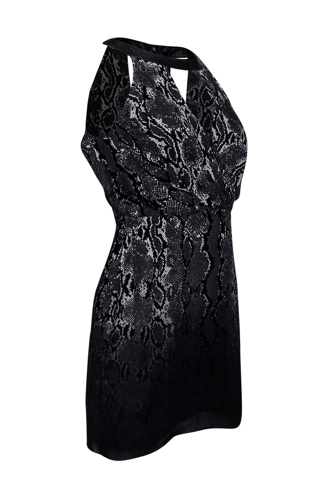 Parker - Grey Snakeskin Print Silk & Leather Dress Sz S Parker - Grey Snakeskin Print Silk & Leather Dress Sz S