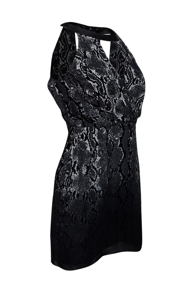Parker - Grey Snakeskin Print Silk & Leather Dress Sz S Parker - Grey Snakeskin Print Silk & Leather Dress Sz S