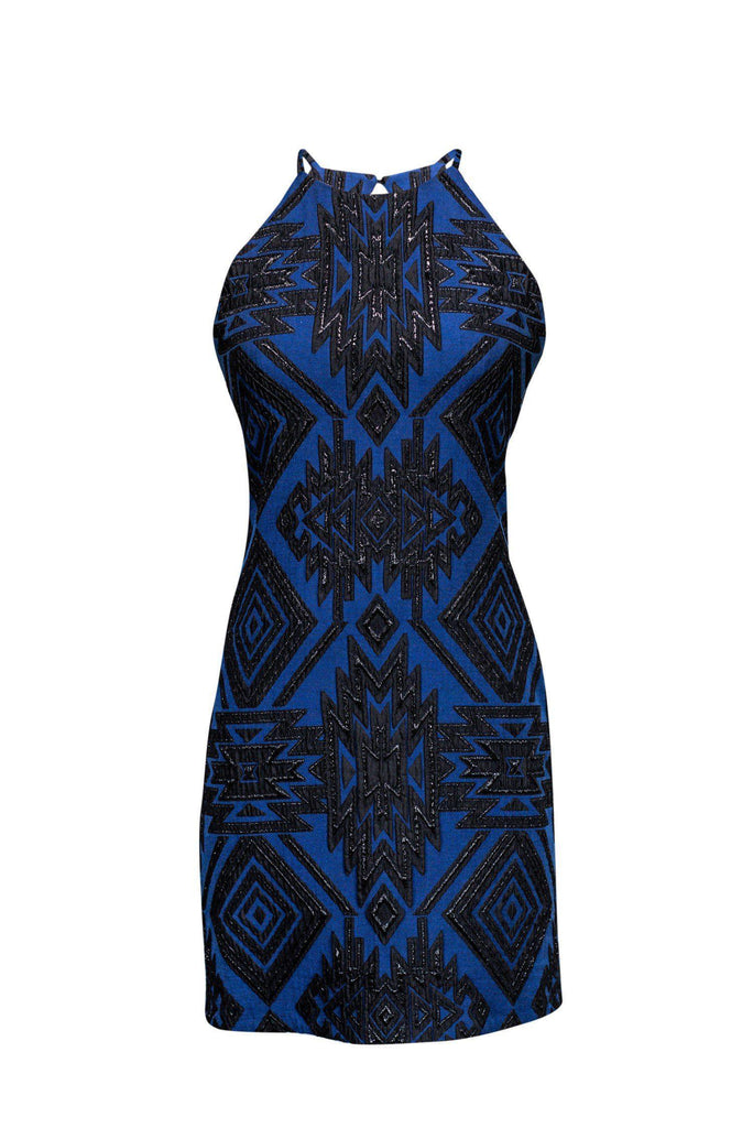 Parker - Blue & Black Aztec Print Halter Dress Sz M Parker - Blue & Black Aztec Print Halter Dress Sz M