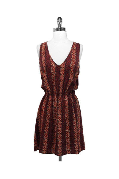Current Boutique-Patterson J. Kincaid - Red & Brown Elastic Waist Dress Sz XS
