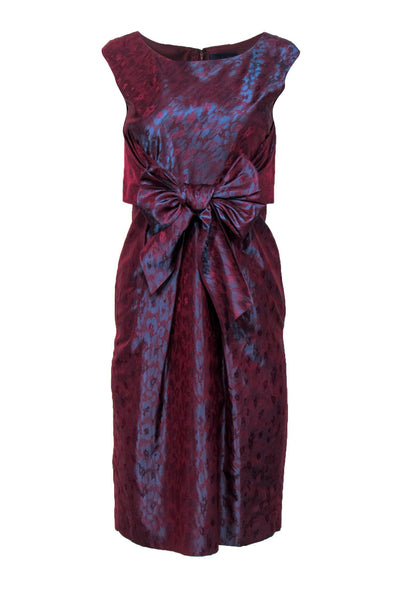 Current Boutique-Peter Som - Red Animal Print Two-Tone Sheath Dress Sz 8