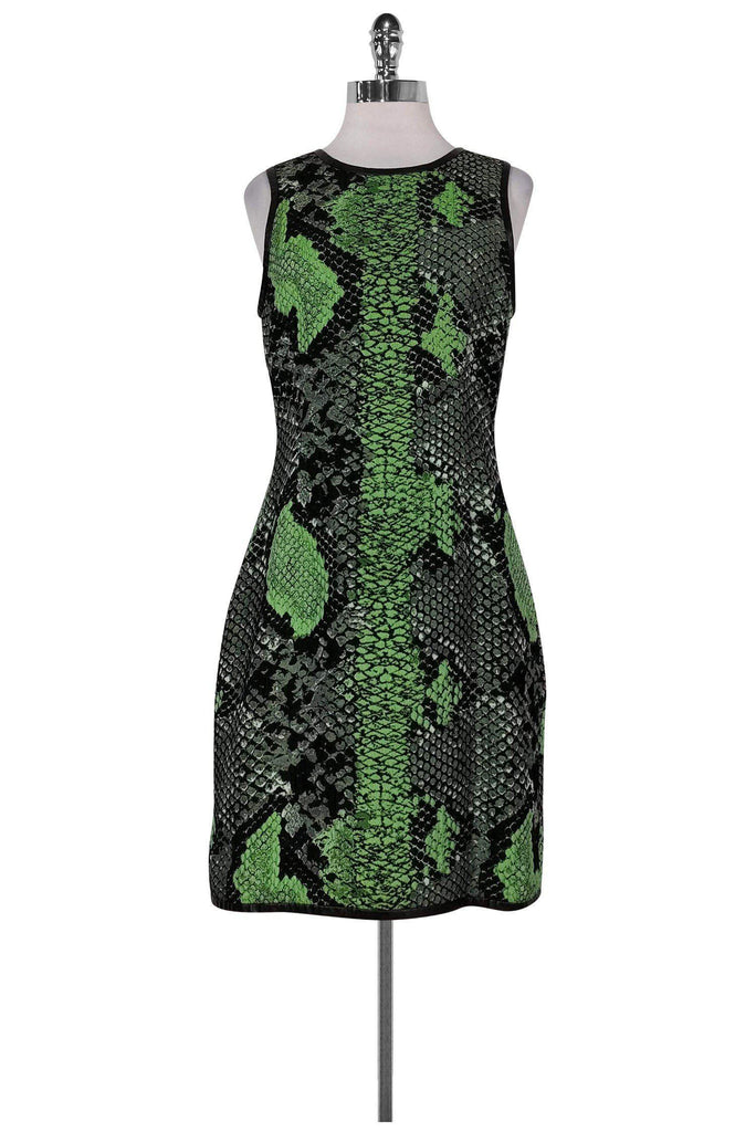 Pink Tartan - Green & Black Snakeskin Print Dress Sz 4 Pink Tartan - Green & Black Snakeskin Print Dress Sz 4