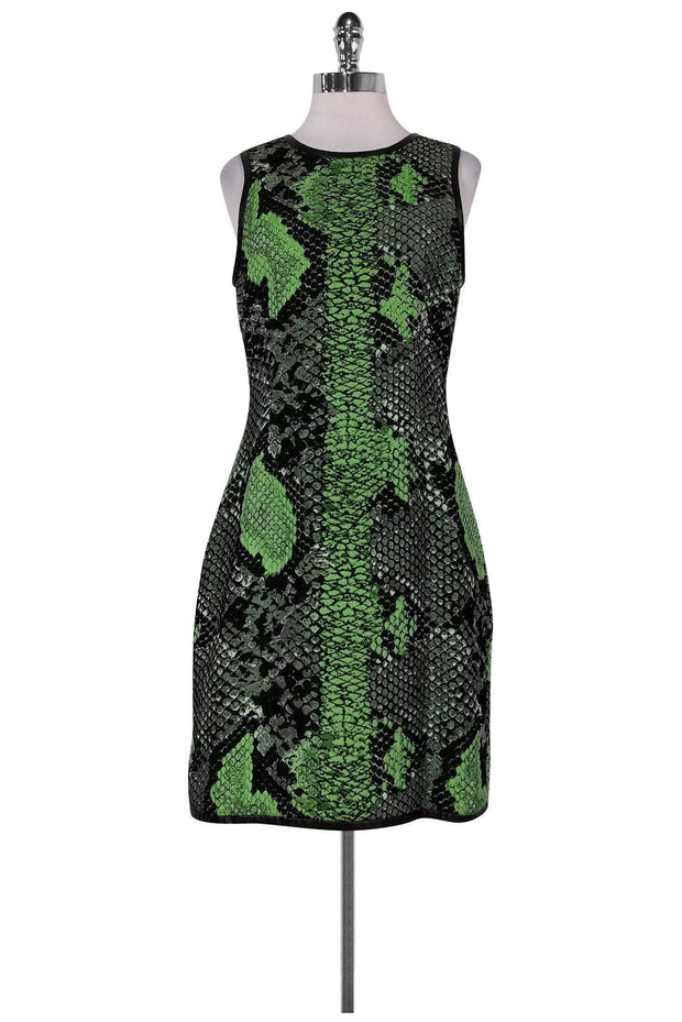 Pink Tartan - Green & Black Snakeskin Print Dress Sz 4 Pink Tartan - Green & Black Snakeskin Print Dress Sz 4