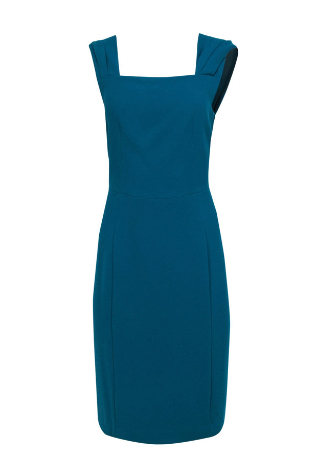 Rachel Roy - Teal Draped Back Crepe Sheath Dress Sz 12 Rachel Roy - Teal Draped Back Crepe Sheath Dress Sz 12