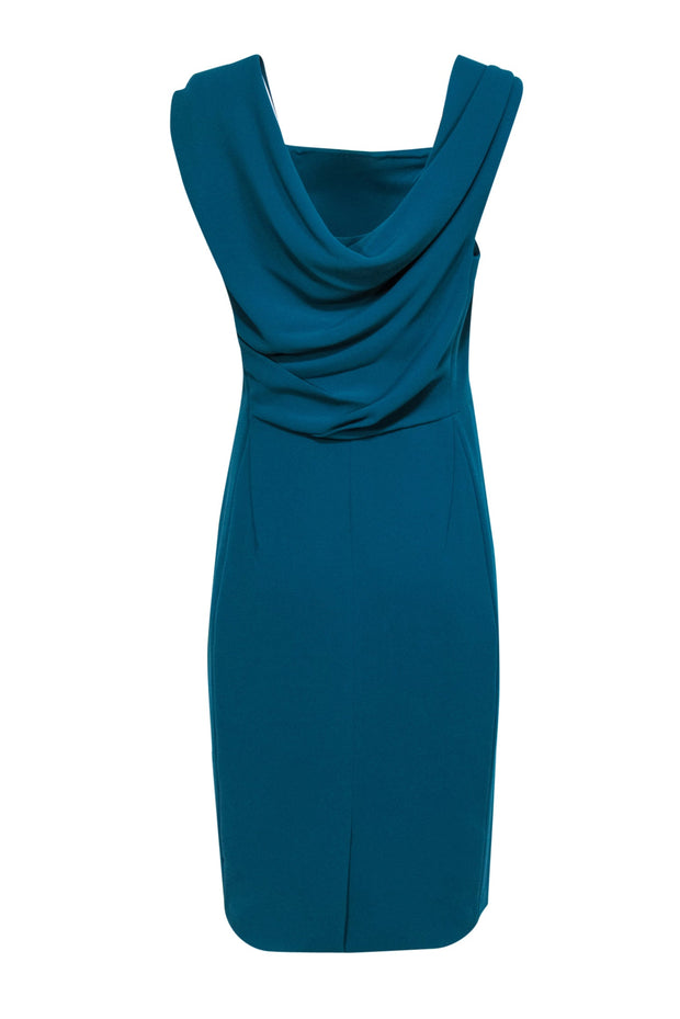 Rachel Roy - Teal Draped Back Crepe Sheath Dress Sz 12 Rachel Roy - Teal Draped Back Crepe Sheath Dress Sz 12