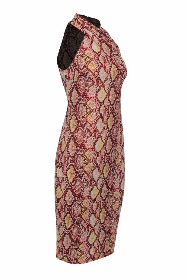 Rachel Rachel Roy - Pink Snakeskin Print Bodycon Dress w/ Draped Neckline Sz S Rachel Rachel Roy - Pink Snakeskin Print Bodycon Dress w/ Draped Neckline Sz S