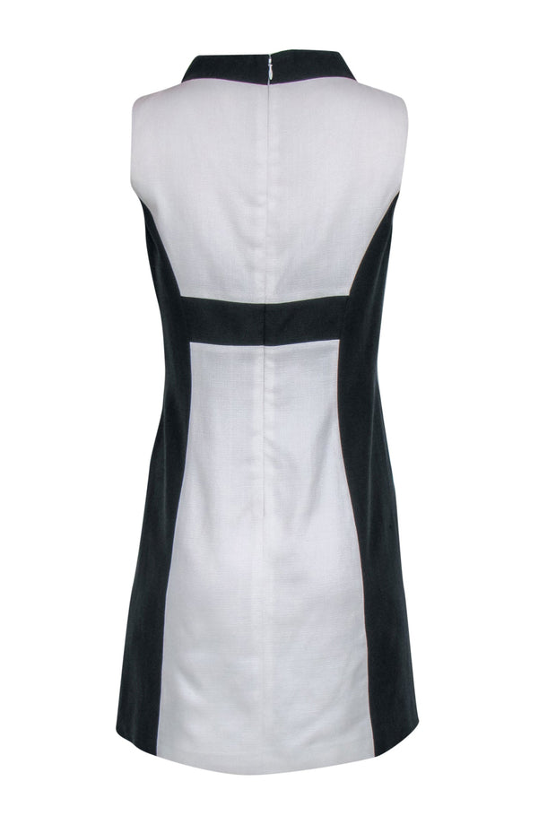 Rachel Zoe - White Shift Dress w/ Black Side Panels & Mock Neck Sz 6 Rachel Zoe - White Shift Dress w/ Black Side Panels & Mock Neck Sz 6