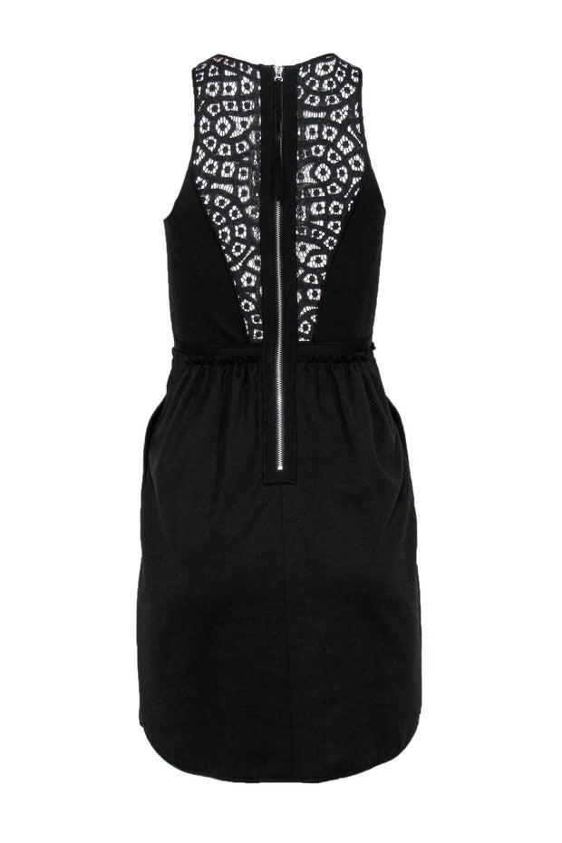 Rebecca Taylor - Black Sleeveless Fit & Flare Dress w/ Lace Paneling Sz 0 Rebecca Taylor - Black Sleeveless Fit & Flare Dress w/ Lace Paneling Sz 0
