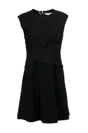 Current Boutique-Rebecca Taylor - Black Cap Sleeve Textured & Draped Dress Sz 4