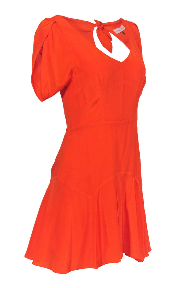 Rebecca Taylor - Bright Orange Short Sleeve Skater Silk Dress Sz 4 Rebecca Taylor - Bright Orange Short Sleeve Skater Silk Dress Sz 4
