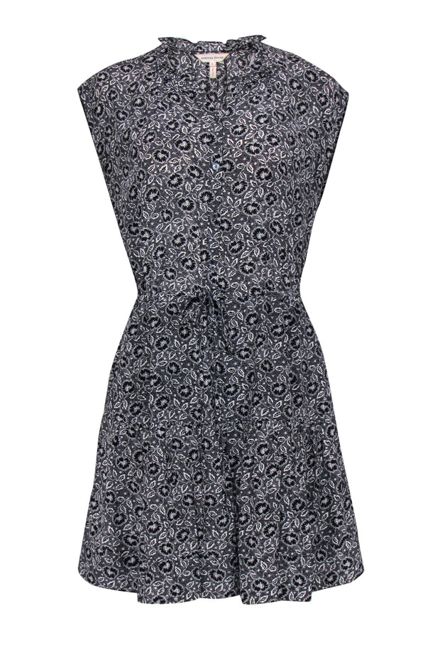 Rebecca Taylor - Black & White Floral Print Silk Fit & Flare Dress Sz 6 Rebecca Taylor - Black & White Floral Print Silk Fit & Flare Dress Sz 6