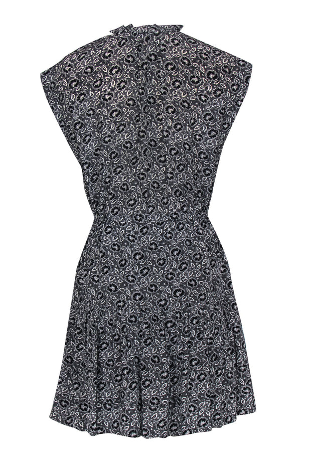 Rebecca Taylor - Black & White Floral Print Silk Fit & Flare Dress Sz 6 Rebecca Taylor - Black & White Floral Print Silk Fit & Flare Dress Sz 6