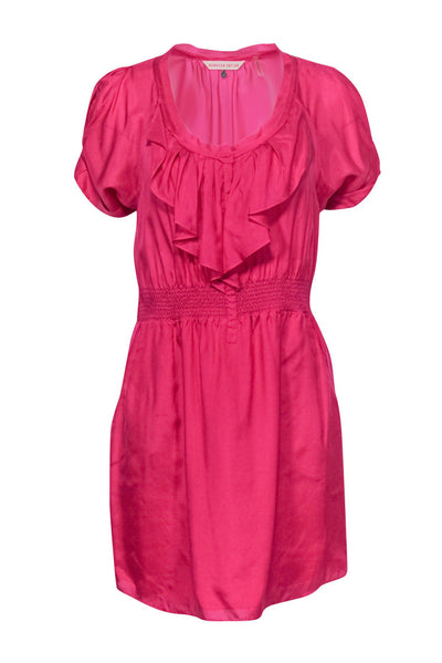 Current Boutique-Rebecca Taylor - Pink Smock Waist Ruffle Dress Sz 8