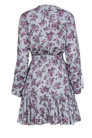 Current Boutique-La Vie Rebecca Taylor - Grey & Purple Floral Print Bell Sleeve Shirtdress Sz M