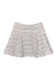 Current Boutique-Rebecca Taylor - Cream & Baby Blue Woven Tweed Miniskirt Sz 4