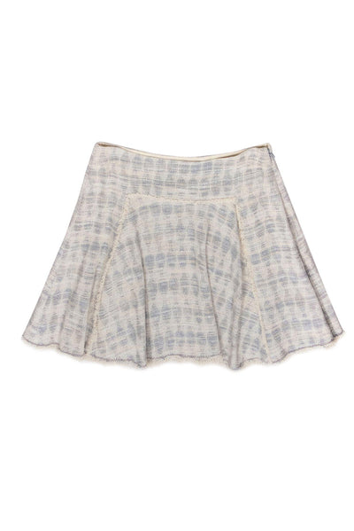 Current Boutique-Rebecca Taylor - Cream & Baby Blue Woven Tweed Miniskirt Sz 4