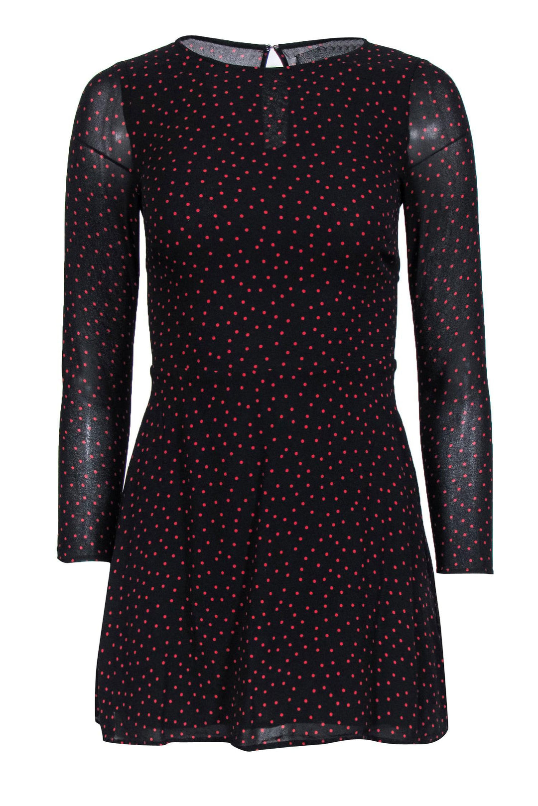 Reformation - Black & Red Polka Dot A-Line Long Sleeve Dress Sz 4 Reformation - Black & Red Polka Dot A-Line Long Sleeve Dress Sz 4
