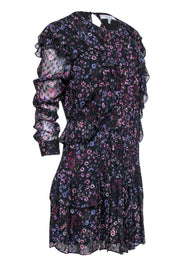 Current Boutique-Reiss - Black Floral Print Ruffle Mini Dress Sz 8