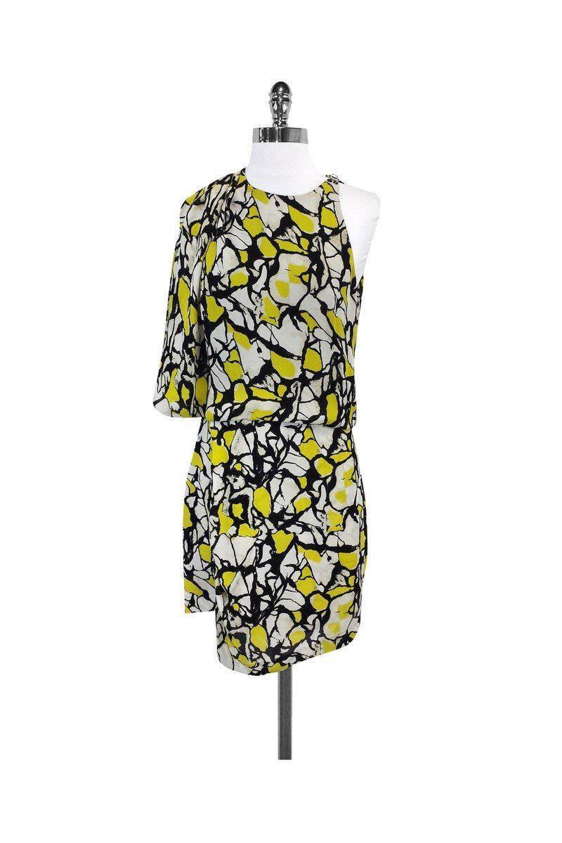robert rodriguez silk dress ROBERT RODRIGUEZ Purple and Black Printed Silk and Lace Trim Tank Dress