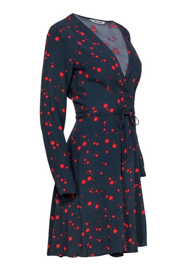 Current Boutique-Rolla's - Navy & Red Star Print Long Sleeve Wrap Dress Sz S