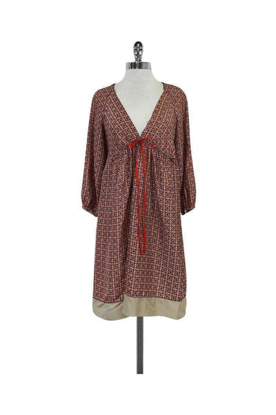 Current Boutique-Rozae Nichols - Red, Navy & Taupe Print Dress Sz S