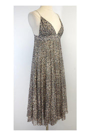 Current Boutique-Samantha Treacy - Grey & Taupe Spotted Silk Dress Sz 2