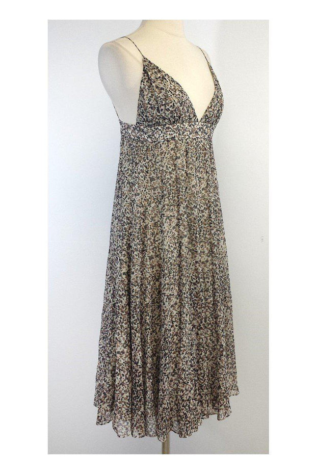 Current Boutique-Samantha Treacy - Grey & Taupe Spotted Silk Dress Sz 2