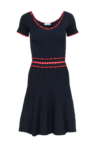Sandro - Navy A-Line Knit Dress w/ Red Trim Sz 4 Sandro - Navy A-Line Knit Dress w/ Red Trim Sz 4