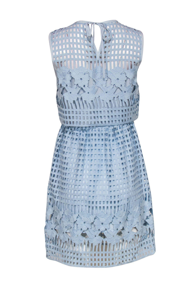 Saylor - Baby Blue Laser Cut & Floral Lace Sleeveless Fit & Flare Dress Sz M Saylor - Baby Blue Laser Cut & Floral Lace Sleeveless Fit & Flare Dress Sz M