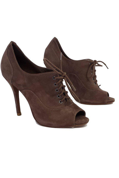 Current Boutique-Schutz - Deep Taupe Suede Peep Toe Heels Sz 6