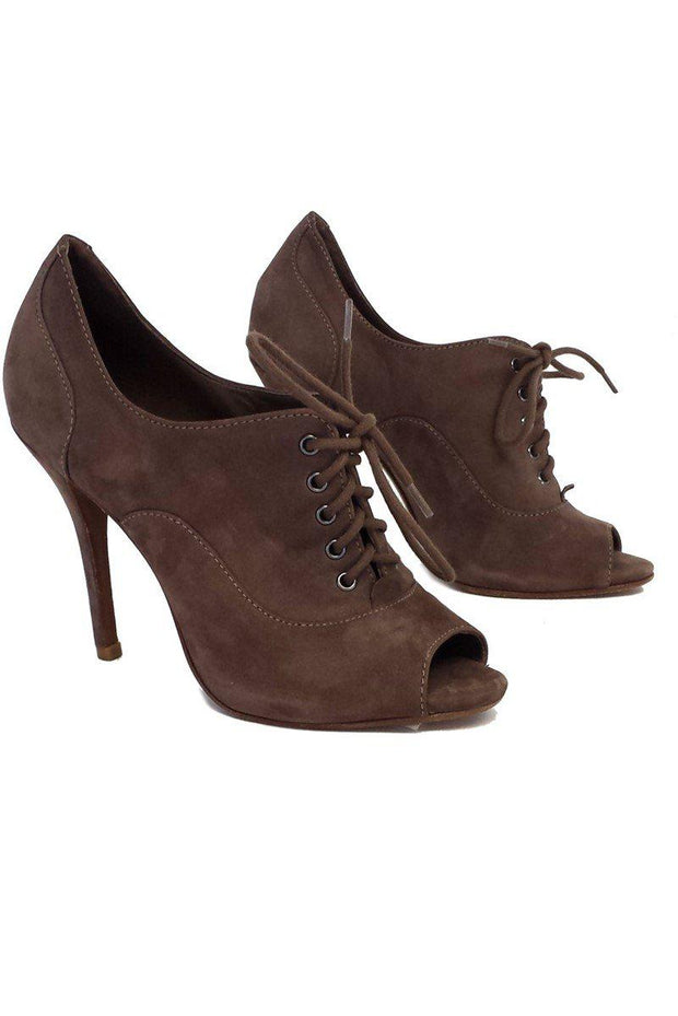 Current Boutique-Schutz - Deep Taupe Suede Peep Toe Heels Sz 6