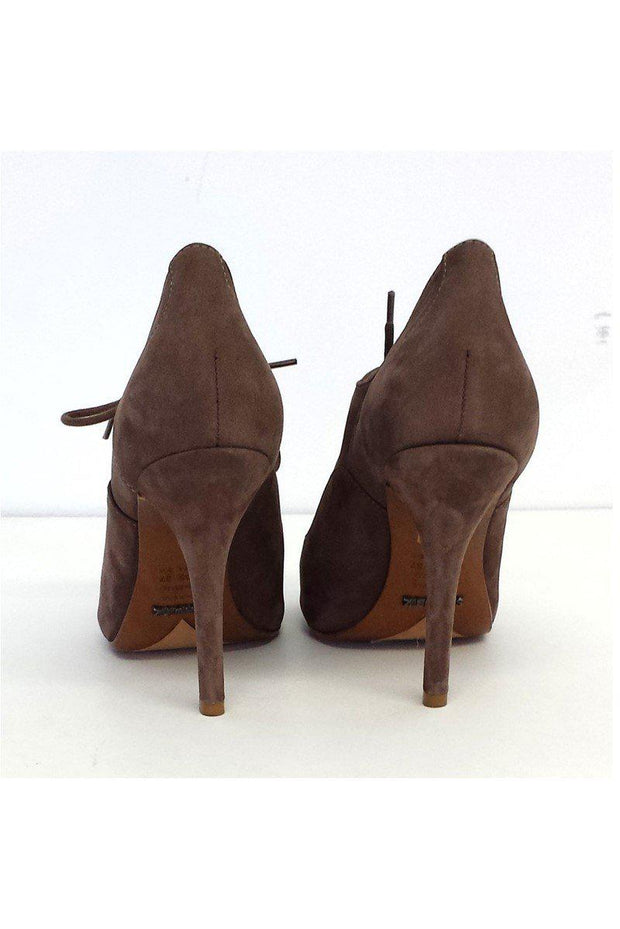 Current Boutique-Schutz - Deep Taupe Suede Peep Toe Heels Sz 6