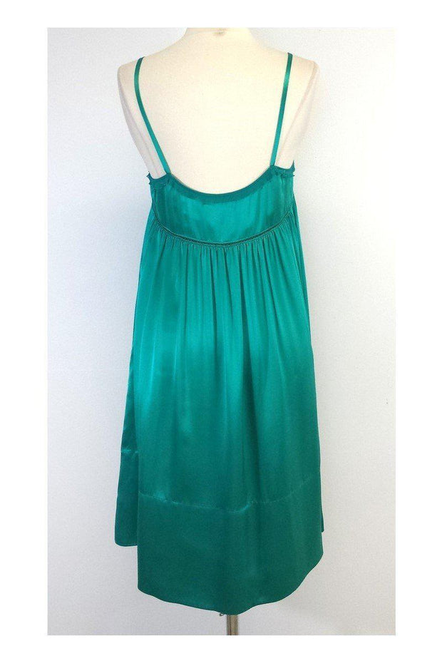 see by chloe green silk dress See by Chloe Anthro Y2K Silk Emerald Green Mini Cocktail Slip Dress 42 44 4 6 8