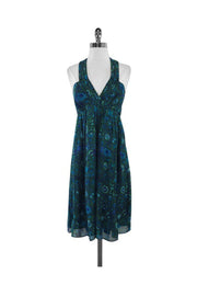 Current Boutique-Shoshanna - Blue & Green Floral Silk Sleeveless Dress Sz 4