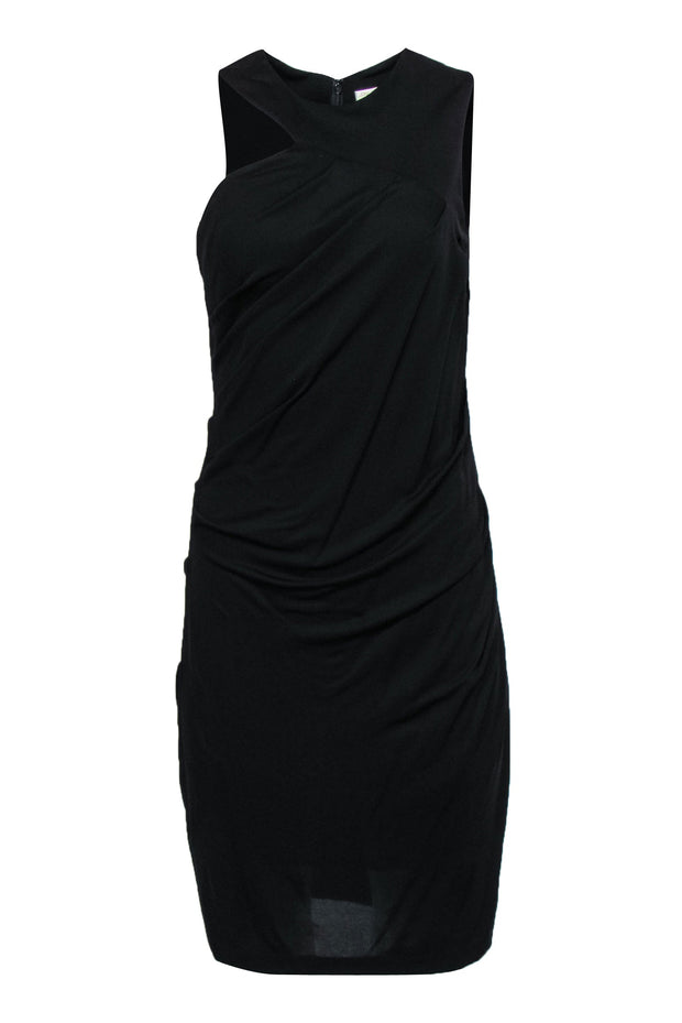Shoshanna - Black Asymmetric Pleated Midi Shift Dress Sz 8 Shoshanna - Black Asymmetric Pleated Midi Shift Dress Sz 8