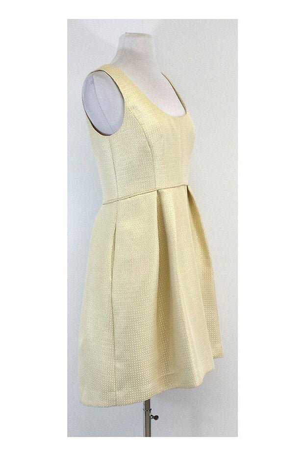 Current Boutique-Shoshanna - Gold Textured Sleeveless Pleated Dress Sz 8