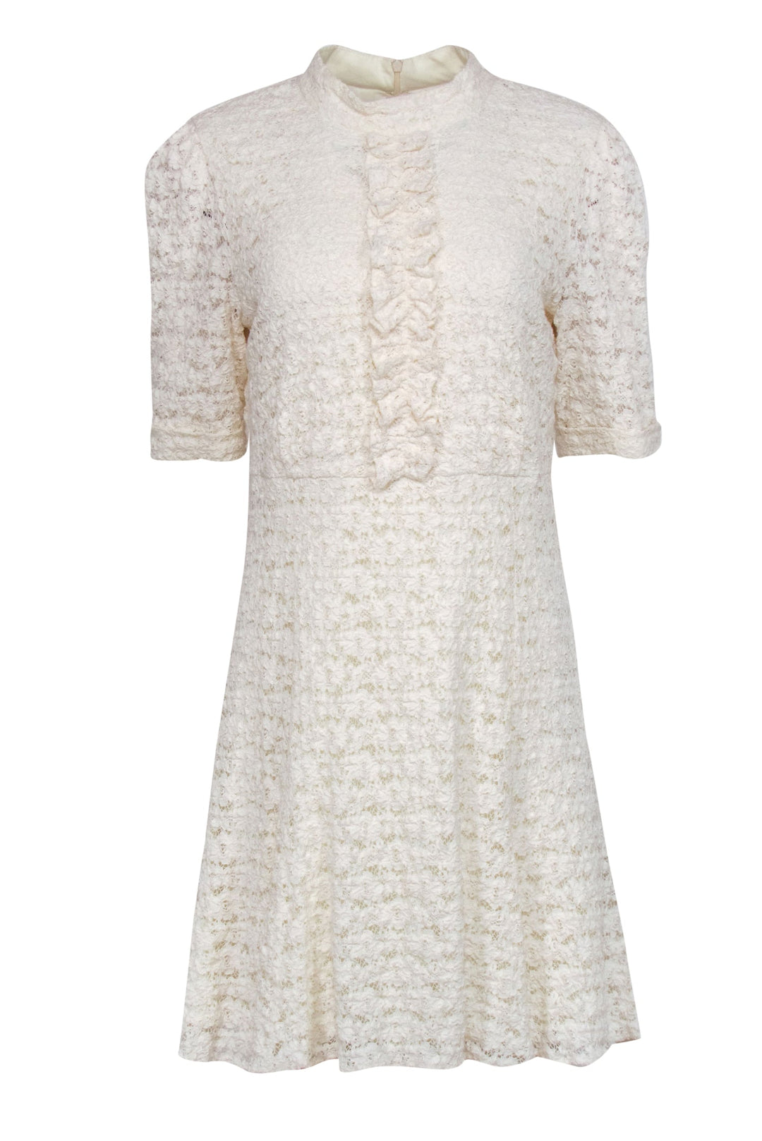 Shoshanna - Cream Lace Cropped Sleeve Dress w/ Ruffles Sz 12