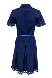 Current Boutique-Shoshanna - Navy Collared Drop-Waist Dress w/ Eyelet Lace Sz 2