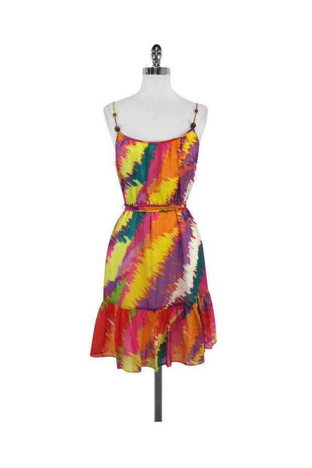 Current Boutique-Shoshanna - Multicolor Spaghetti Strap Silk Dress Sz 8